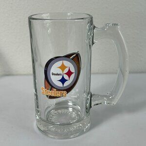 Pittsburgh Steelers Beer Glass Mug Handle Logo NFL Football Barware Collectible